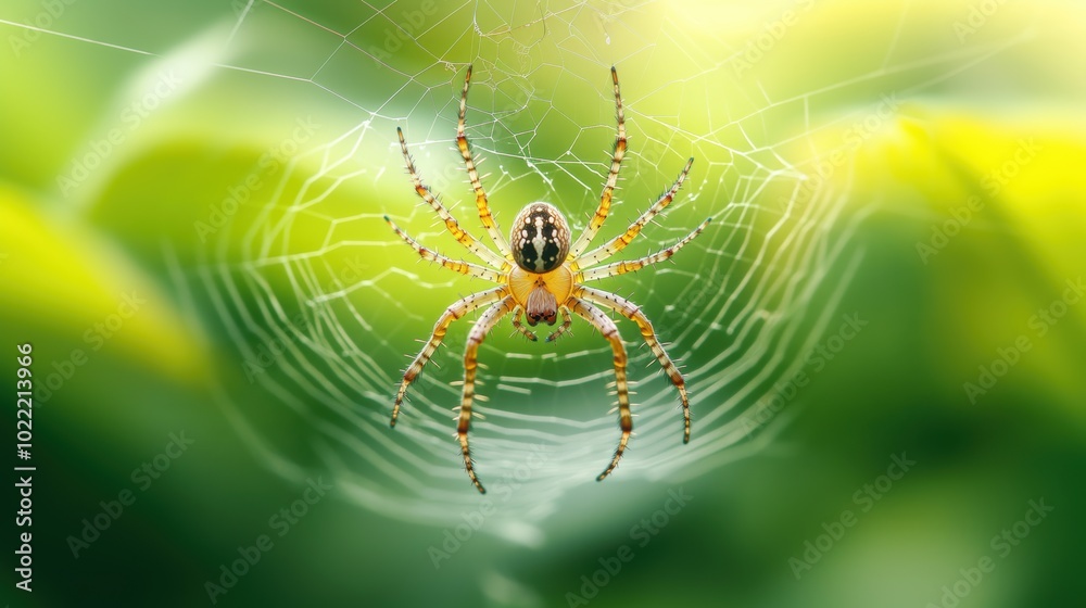 Spider in web in outdoors. Spider in web in outdoors.
