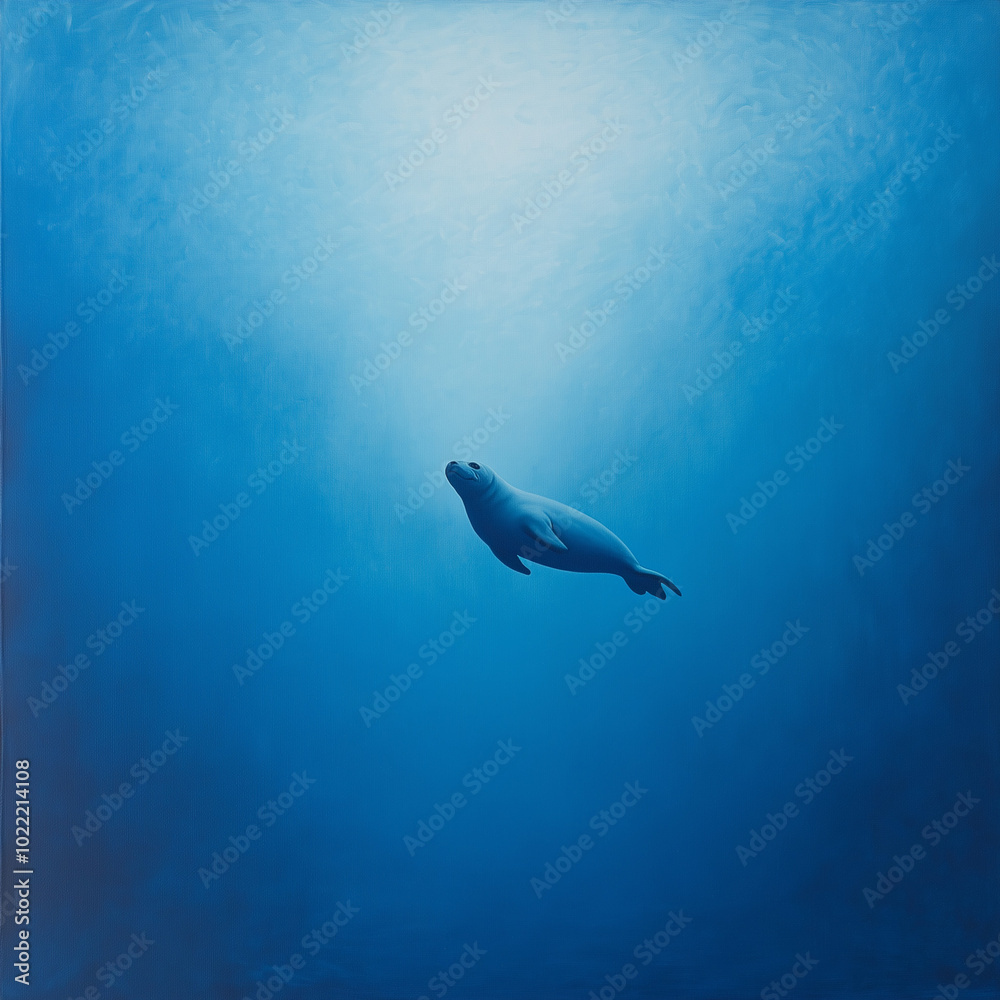 Fototapeta premium A Gigantic Diver Seal Drenched in Ocean Blue for Nautical-Themed Décor