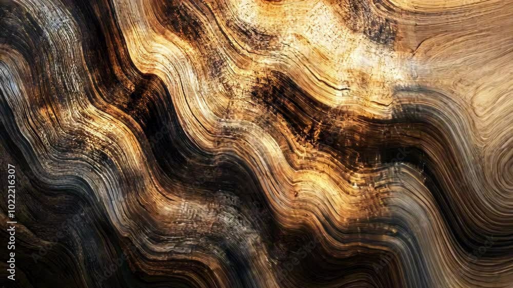 Abstract wavy texture resembling wood with warm tones and organic patterns.