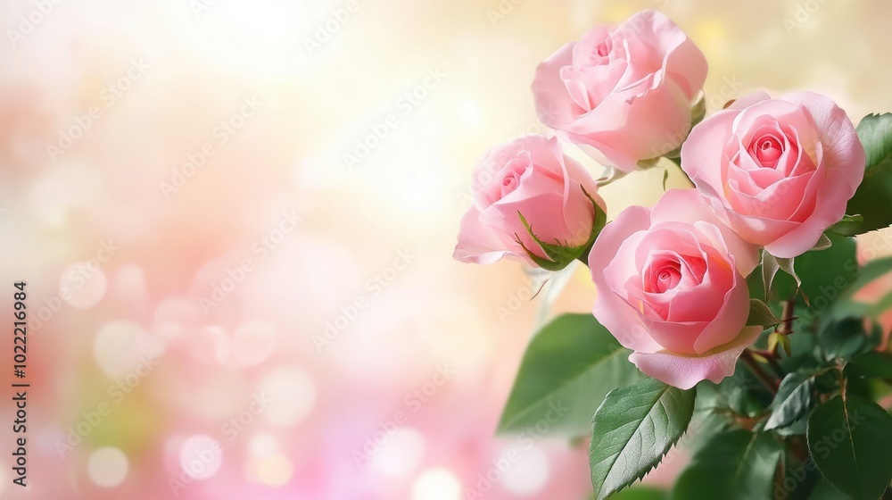 Soft Pink Roses on Gentle Background