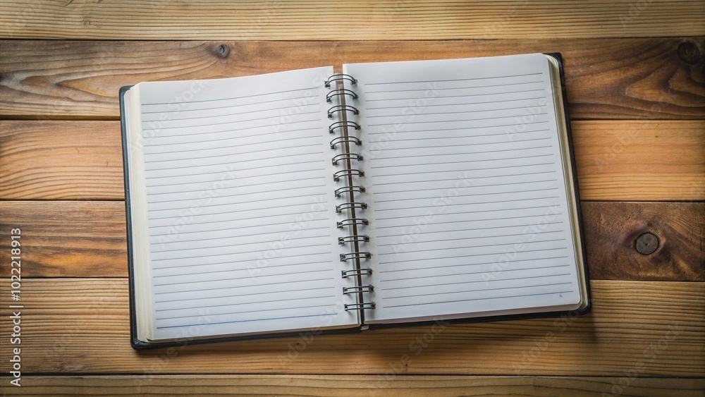 Open diary on a blank white notepad with empty space background, featuring a few ruled lines, awaiting inspiration, on a modern wooden table or desk surface. Open diary on a blank white notepad with empty space background, featuring a few ruled lines, awaiting inspiration, on a modern wooden table or desk surface.