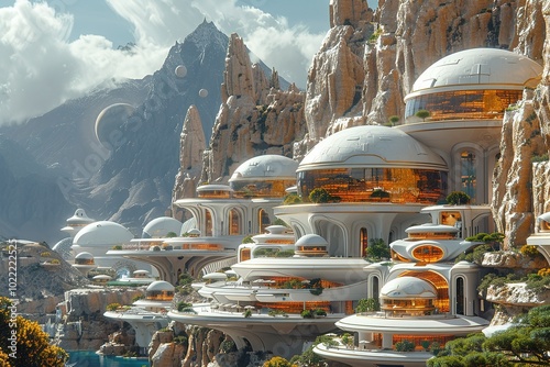 futuristic desert city sustainable architecture smart technology thriving eco-tourism travel photo