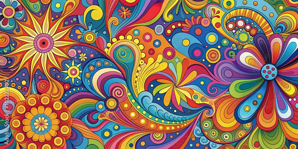 A Vibrant Tapestry of Swirling Colors, Intertwined with Circular Patterns, Evoking a Sense of Joyful Chaos and Unbridled Creativity A Vibrant Tapestry of Swirling Colors, Intertwined with Circular Patterns, Evoking a Sense of Joyful Chaos and Unbridled Creativity