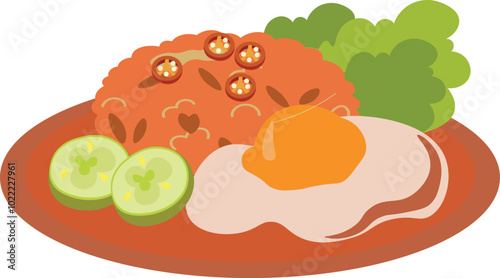Nasi Goreng Indonesian Asean Food Illustration