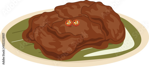 Rendang Indonesian Asean Food Illustration