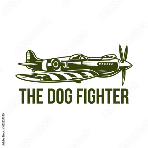 Classic world war 2 fighter plane in green color vector illustration 
