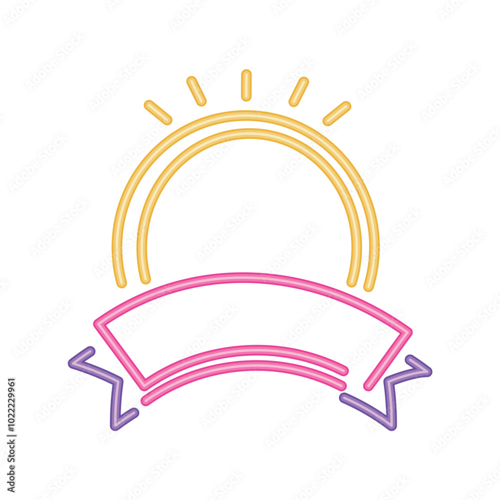 circle and ribbon neon light label circle and ribbon neon light label