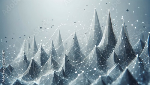  Growth chart in grey. Technology, network dots line.