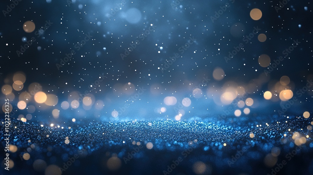 Fototapeta premium Sparkling Blue Background with Soft Glowing Bokeh