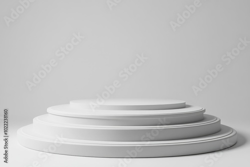 White Circular Platform with Three Tiers