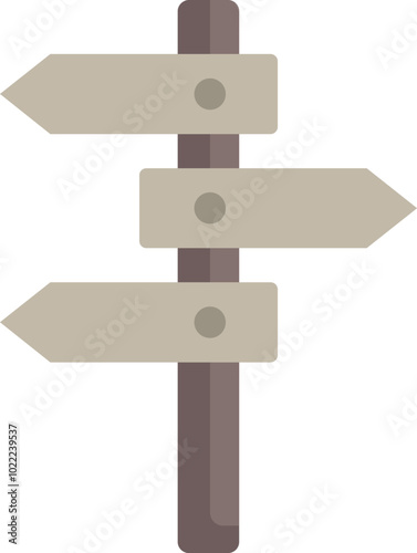 Wooden road sign post is pointing in different directions to guide travelers on their journey