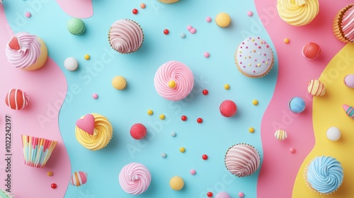 Playful Sweet Treats Mockup with Colorful Background