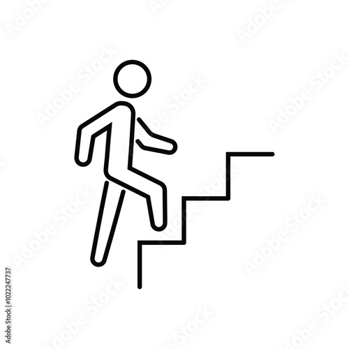 man on the steps icon outline 