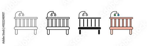 baby crib icon set vector design illustration