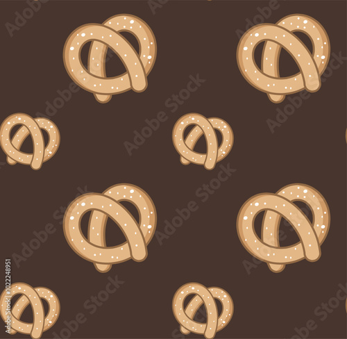 pretzel pattern brown background vector design illustration