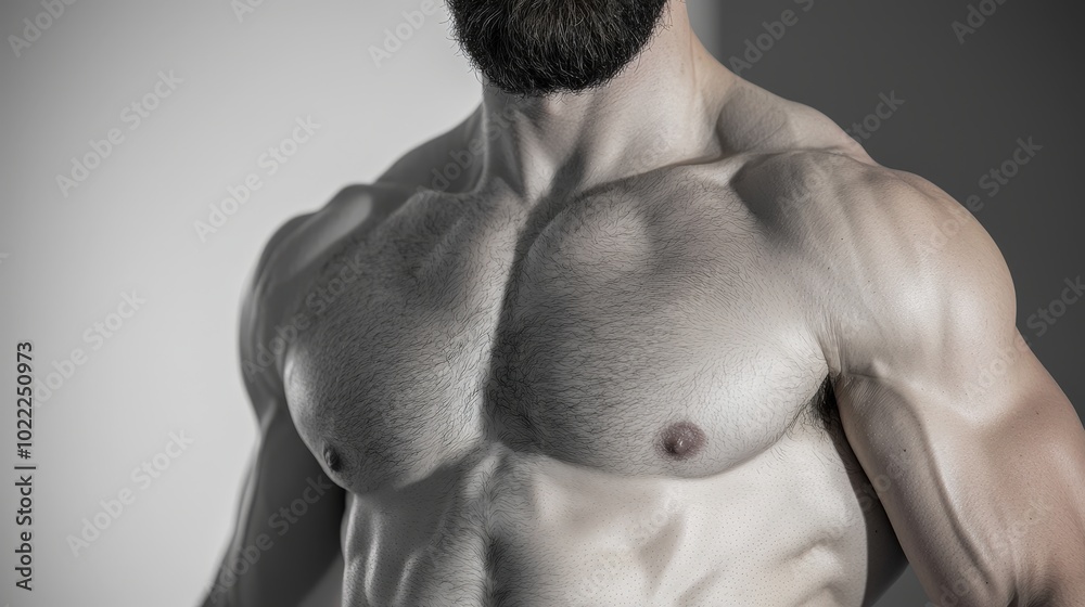 Fototapeta premium Muscular Man Chest And Bicep Close Up Photography