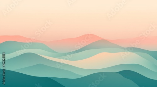 Soft Pastel Mountain Landscape with Gentle Curves