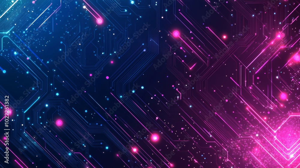 Abstract Technology Background with Neon Lights Abstract Technology Background with Neon Lights