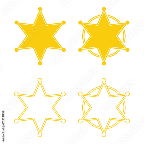 sheriff star shape badge symbol blank yellow
