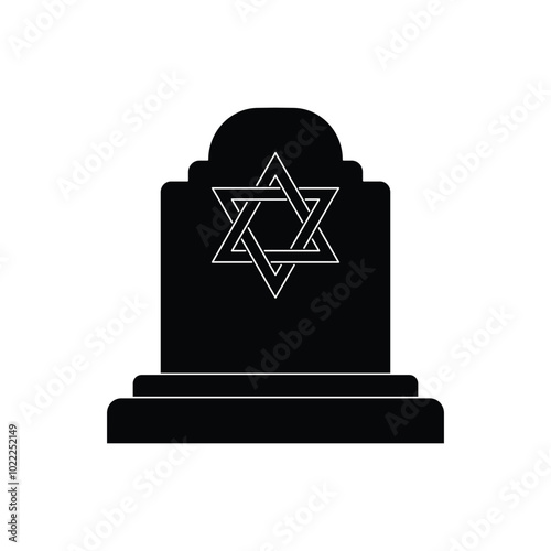 star of david cemetery headstone black vector design illustration