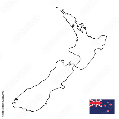 new zealand map simple line vector design illustration