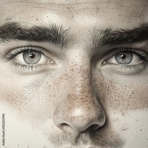 Wallpaper Mural Close-Up Portrait of a Man's Face with Freckles Torontodigital.ca