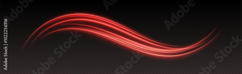 Obraz na płótnie Glowing red light swirl with smooth, flowing curves. Light effect in motion concept. Vector illustration. w salonie