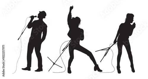 silhouette of singer holding microphone