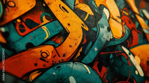 Wallpaper Mural Vibrant Graffiti Art with Blue and Orange Colors Torontodigital.ca