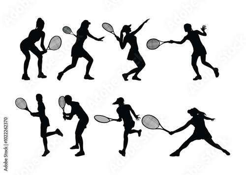 Wallpaper Mural silhouette of female athlete playing tennis Torontodigital.ca