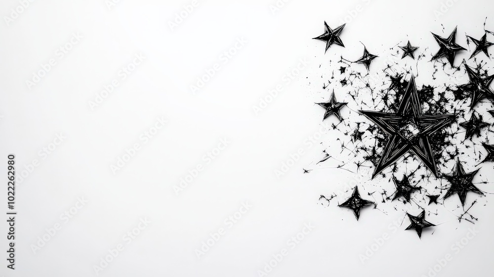 Obraz premium Black starburst design, symbolic and abstract on a white isolated background.