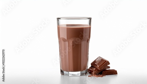 Chocolate Milk on white background isolated. Beverage. Drink.