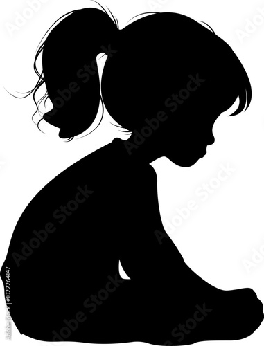 silhouette of a little girl being moody