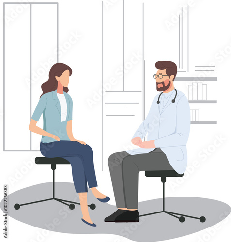 vector male and female doctors discussing