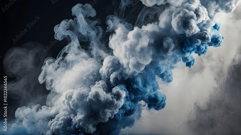 blue smoke splashes , ink explosion border on white background. blue smoke splashes , ink explosion border on white background.