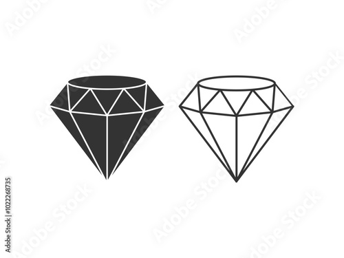 diamond pearl black white vector design icon logo