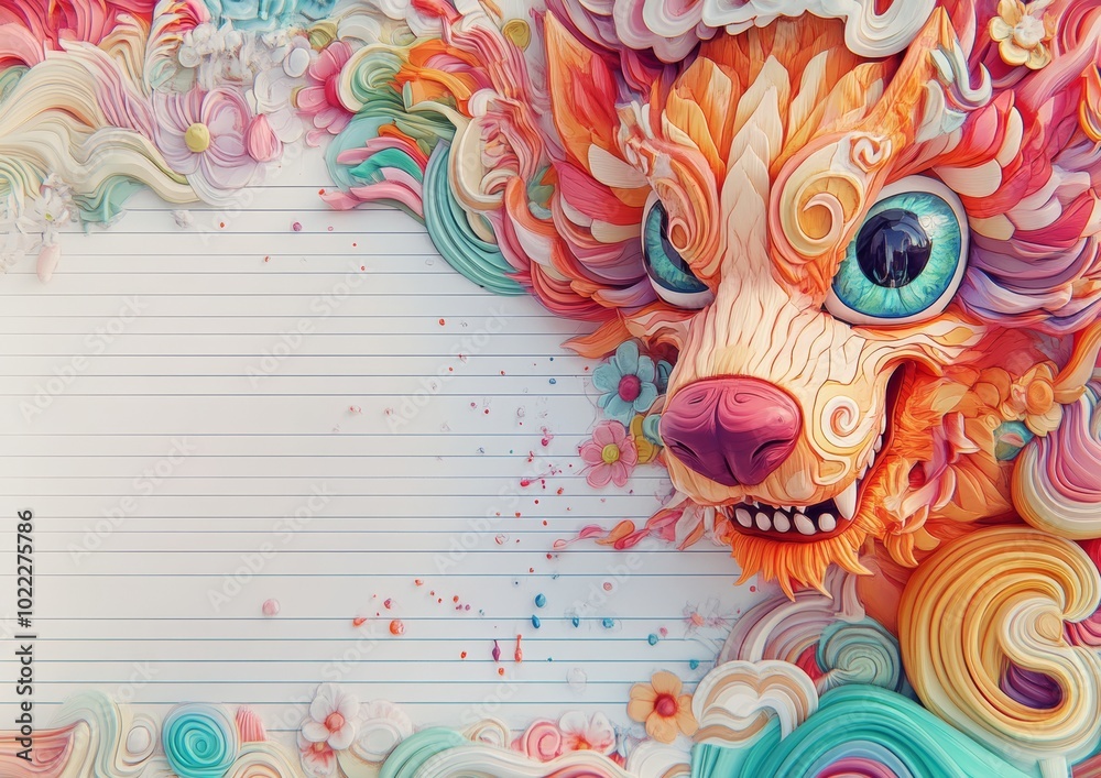 Enchanting Whimsical 3D Art: Lined Stationery with Floating Art and Werewolf Illusion Enchanting Whimsical 3D Art: Lined Stationery with Floating Art and Werewolf Illusion