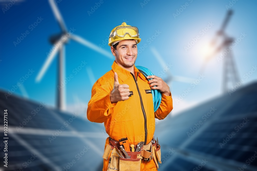 Engineer service worker check solar cell on roof