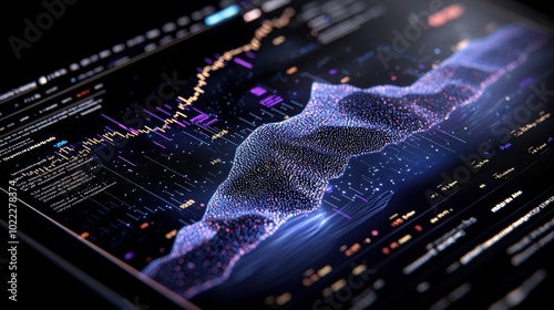 Digital Stock Market Chart with Glowing Data Points