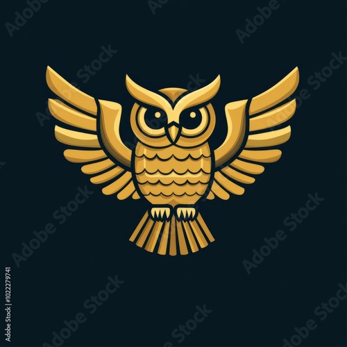 Golden Owl with Wings in a Modern Style photo