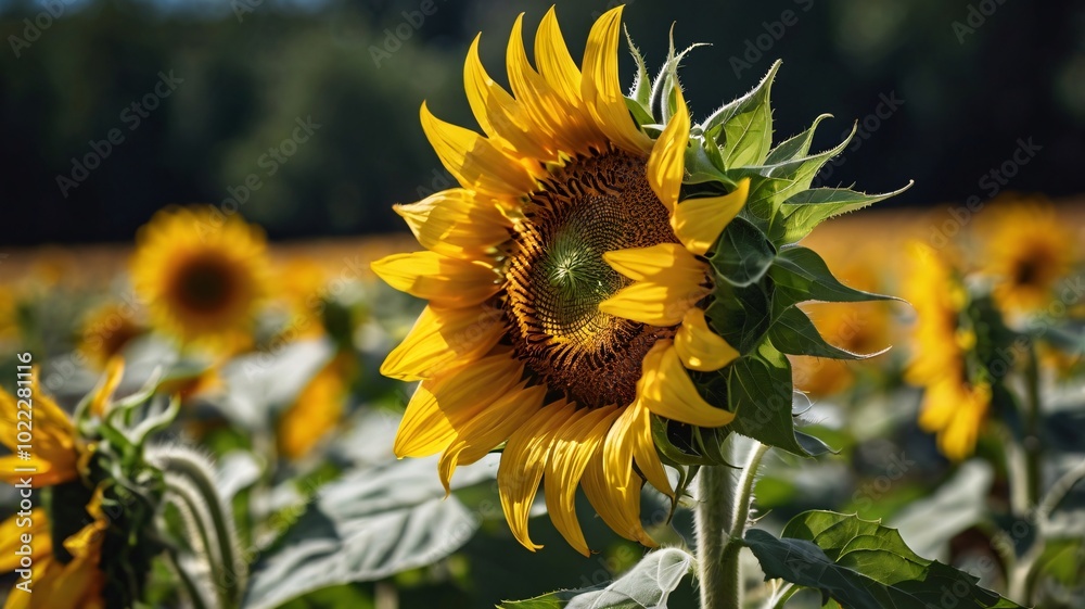 Obraz premium A detailed close-up photograph of a sunflower