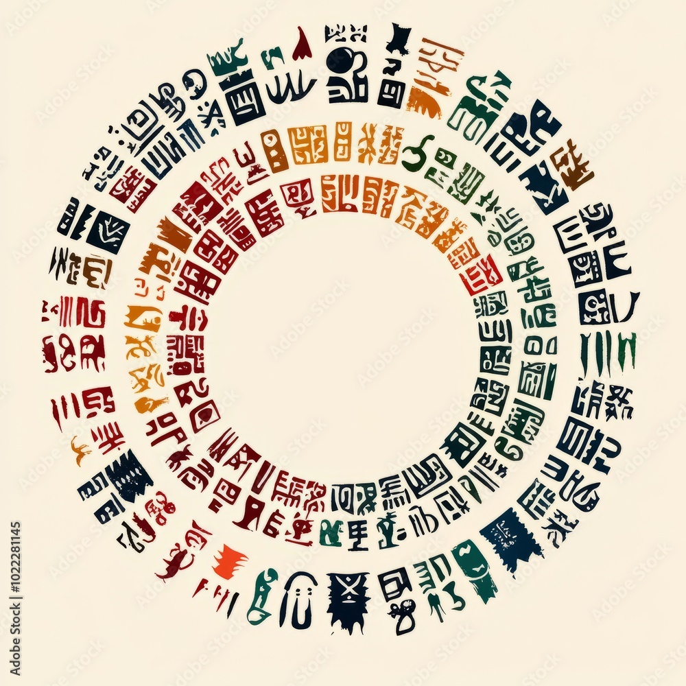 Ancient Symbols and Hieroglyphs in Circular Design Ancient Symbols and Hieroglyphs in Circular Design