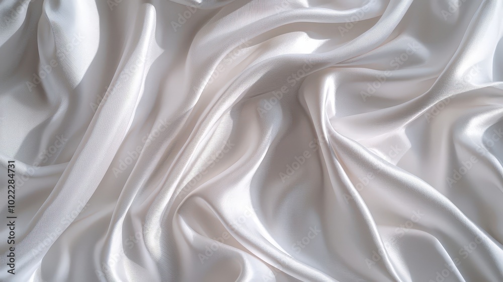 Fototapeta premium Elegant Draped White Satin Fabric Background Texture