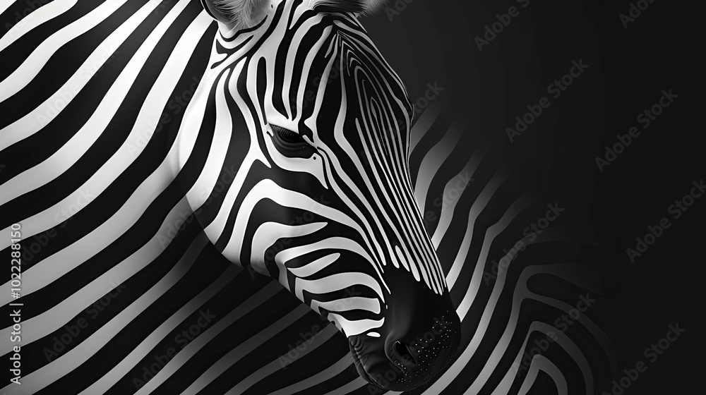 Zebra Head and Stripes Close Up in Black and White Zebra Head and Stripes Close Up in Black and White