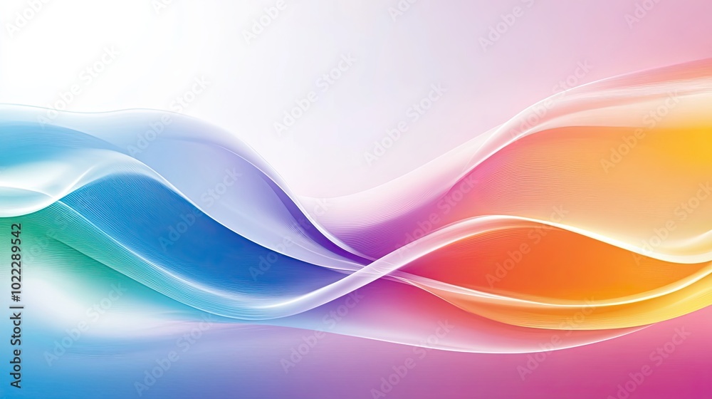 Obraz premium A repeating rainbow wave pattern background, featuring smooth, flowing lines in vibrant colors, ideal for creative projects.