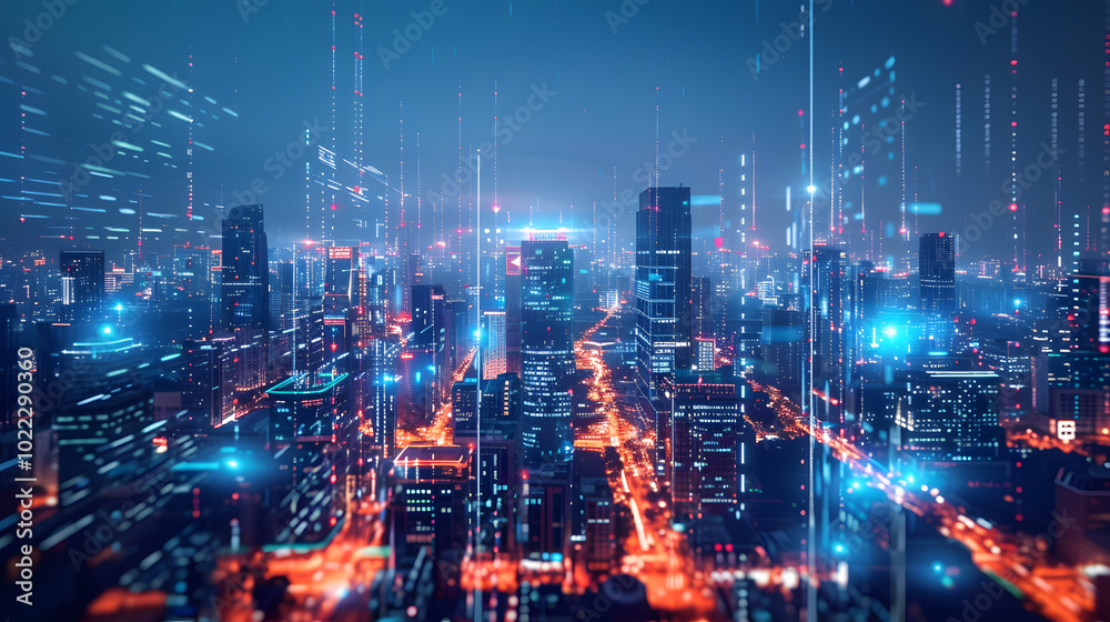 Fototapeta premium AI metropolis advanced urban design digital networks