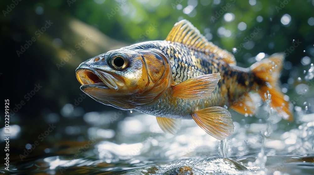A Striking Fish Leaping Out of the Water A Striking Fish Leaping Out of the Water
