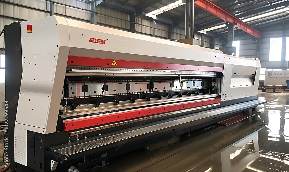 Sheet metal hydraulic CNC press brake machine in a factory Sheet metal hydraulic CNC press brake machine in a factory