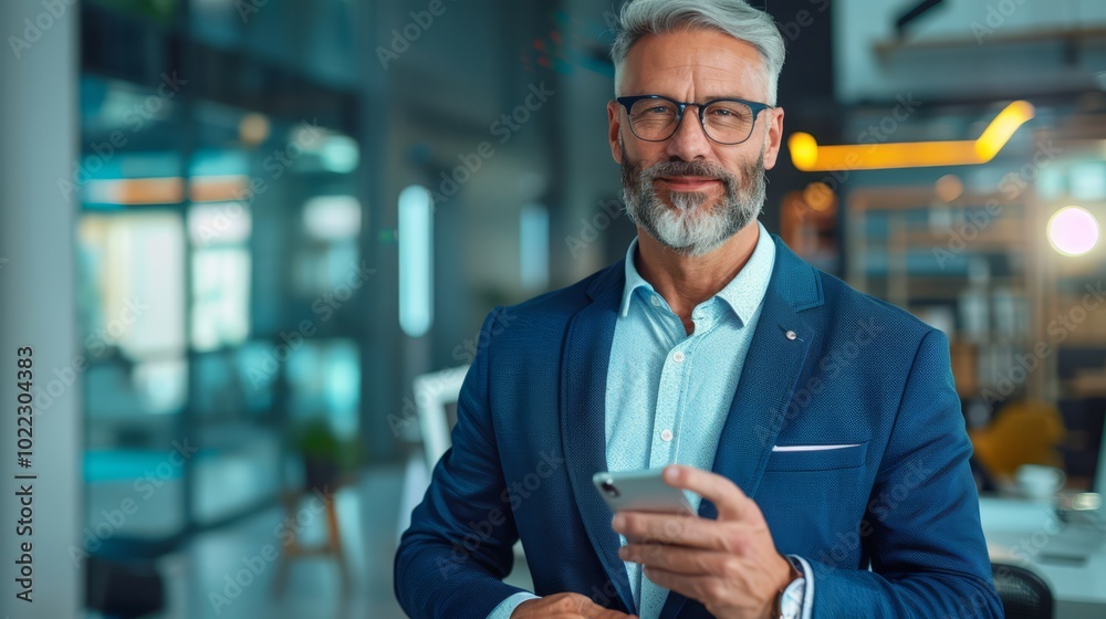 Confident Businessman in Modern Office Space Confident Businessman in Modern Office Space