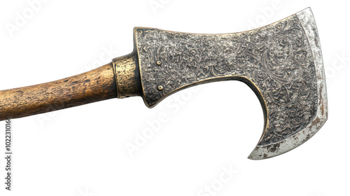 view of a battle axe with a heavy transparant background